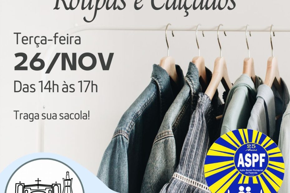 Doação de Roupas e Calçados acontece na próxima terça 26
