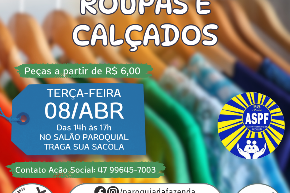 Ação Social Paroquial: Bazar de Roupas e Calçado